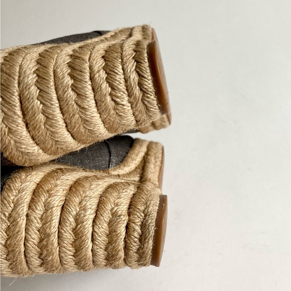 Tory Burch Grey Silver Fabric Espadrille Heeled Wedges size 8 - Picture 14 of 14